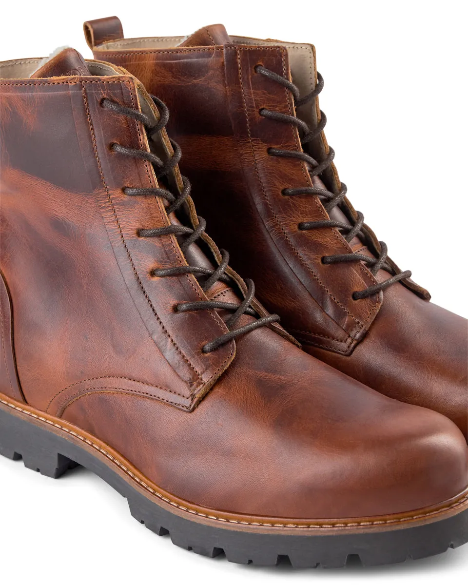 Polar Leather Warm Lining Boot - BROWN