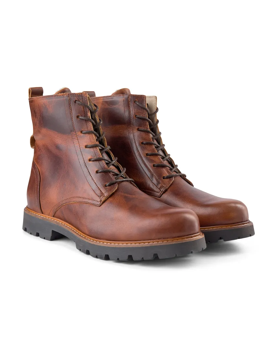 Polar Leather Warm Lining Boot - BROWN