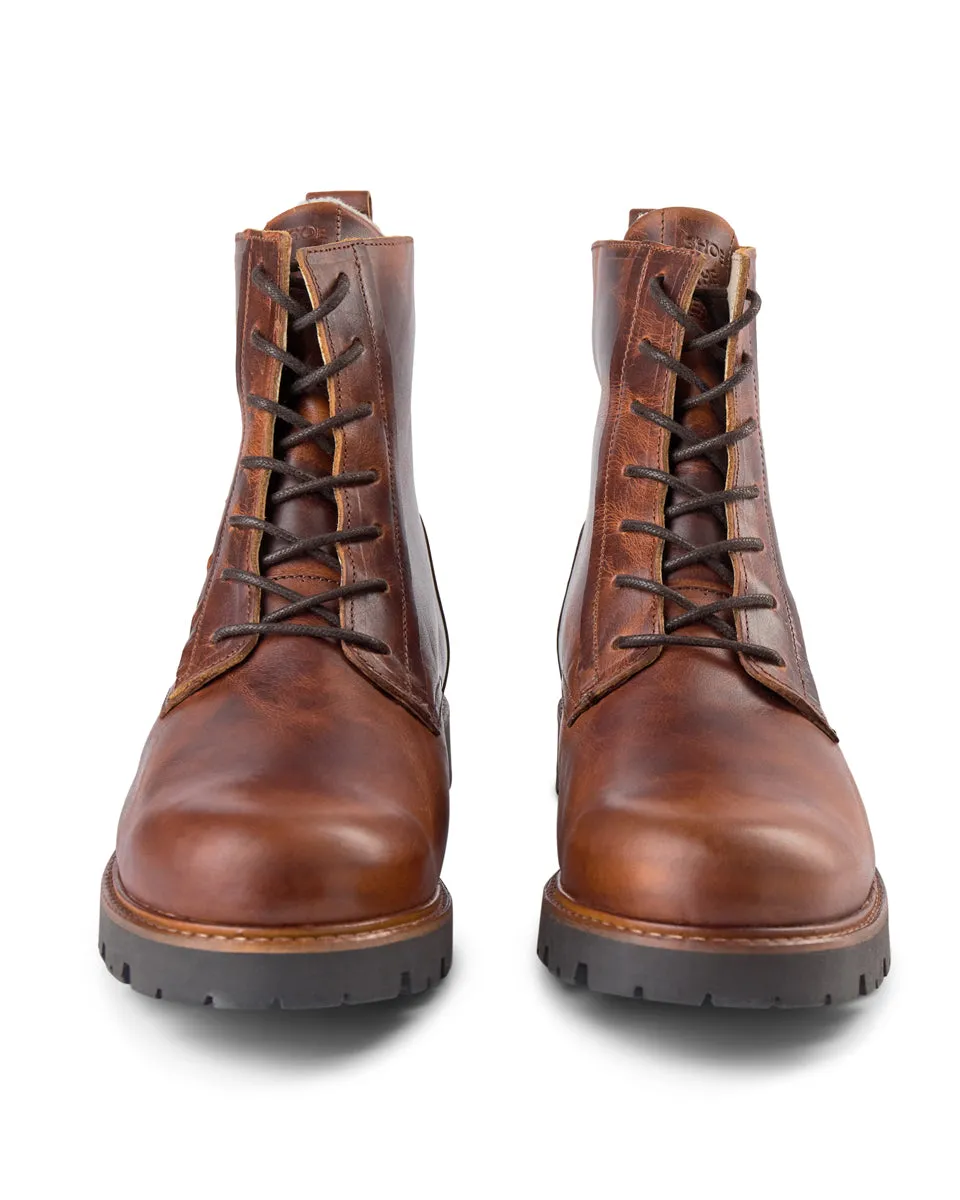 Polar Leather Warm Lining Boot - BROWN