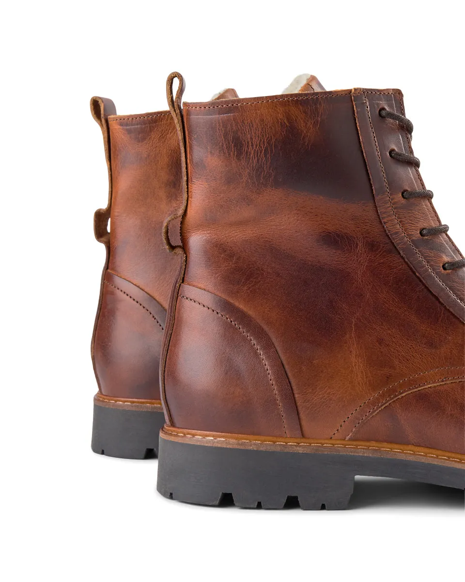 Polar Leather Warm Lining Boot - BROWN