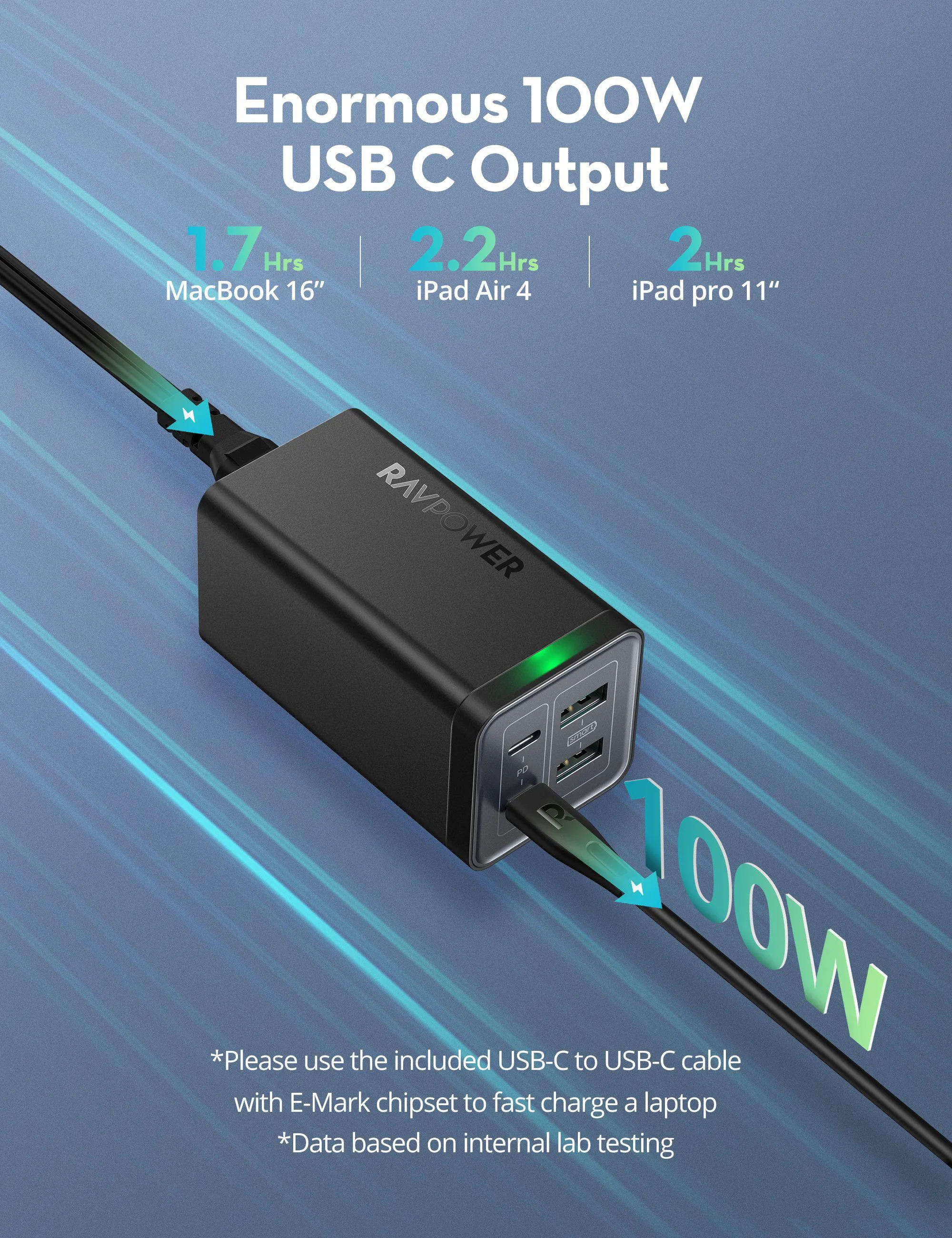 RAVPower 120W 4-Port Desktop USB Charging Station