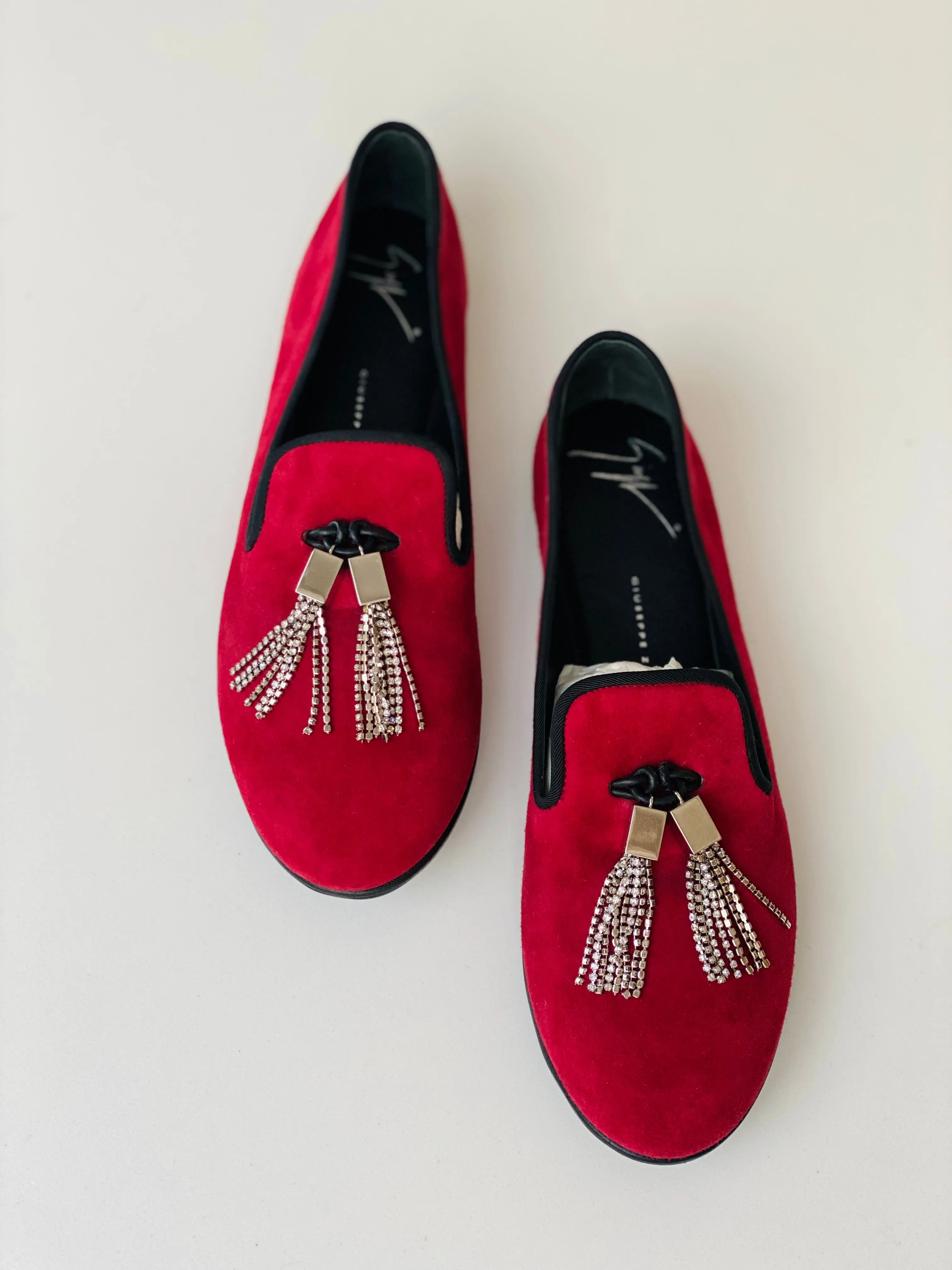 Red Suede Loafers - 7.5