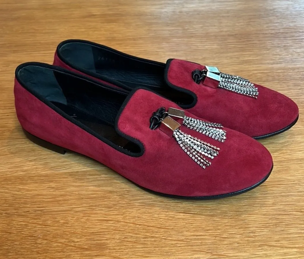 Red Suede Loafers - 7.5