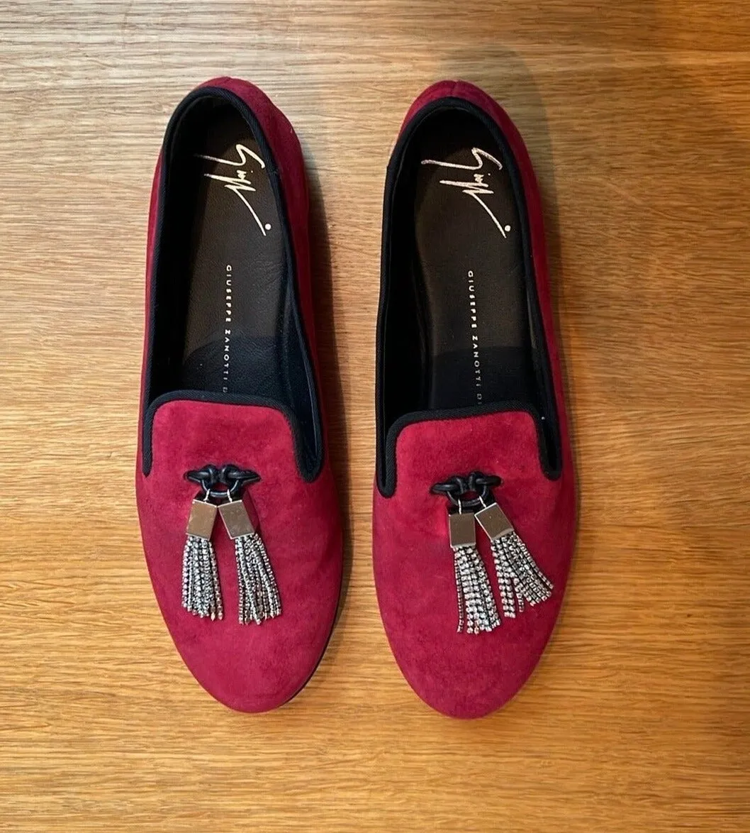 Red Suede Loafers - 7.5