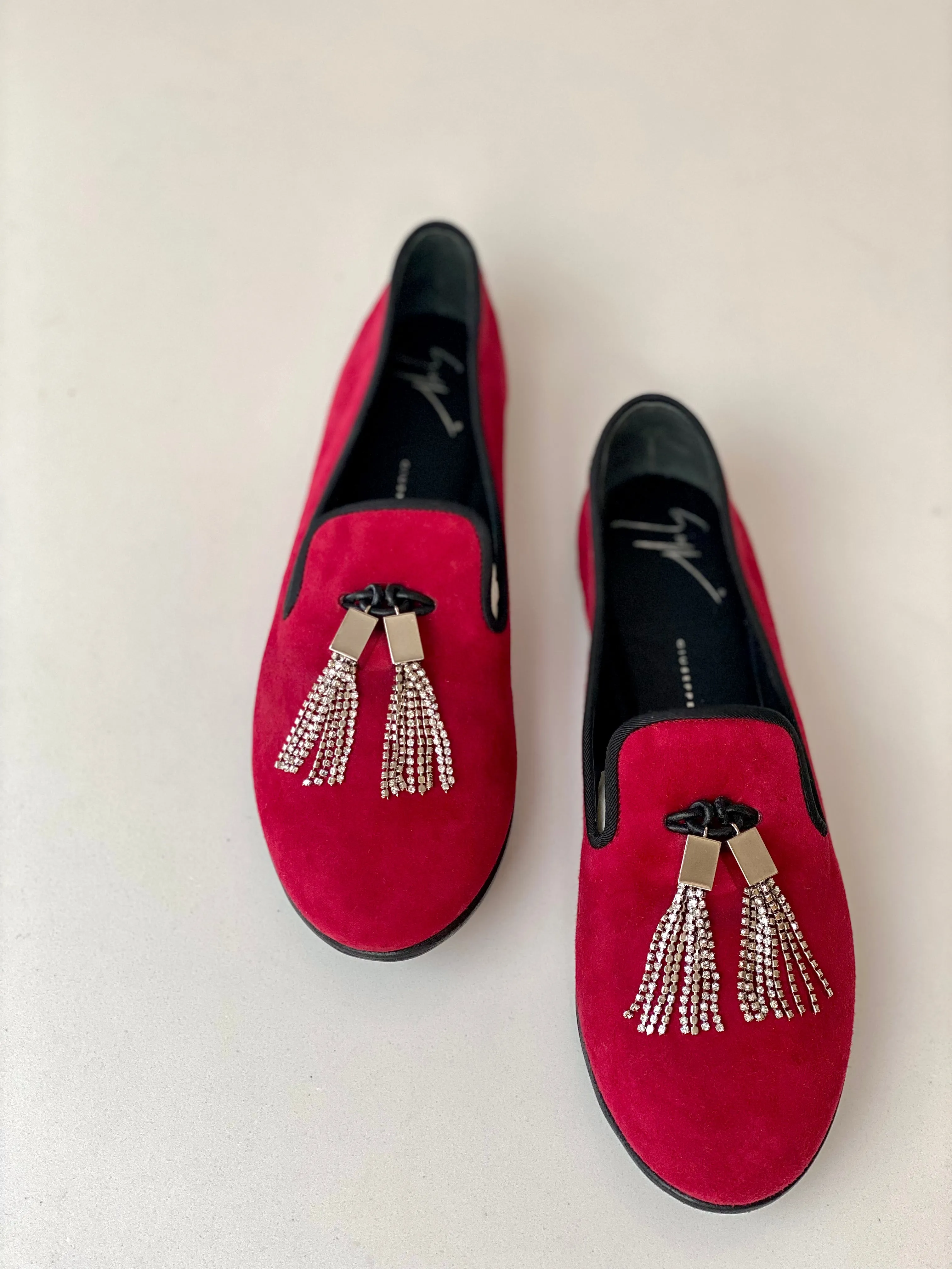 Red Suede Loafers - 7.5