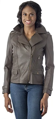 REED Women's Rugged Distressed Leather Jacket Vintage Style - Imported