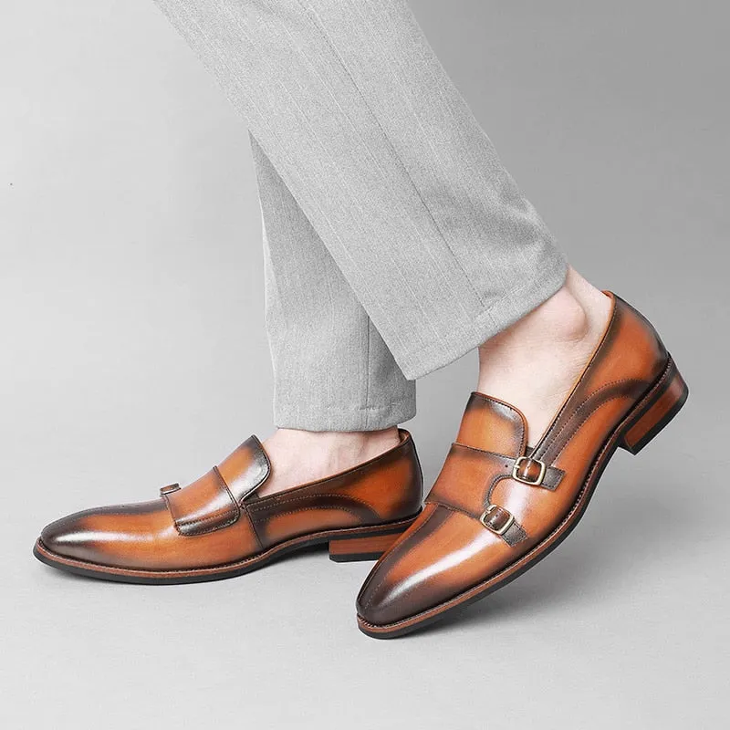 Refined Exotic Leather Monk Strap Party Loafers