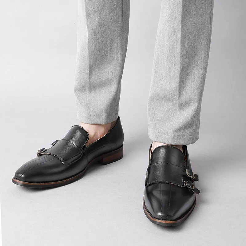 Refined Exotic Leather Monk Strap Party Loafers