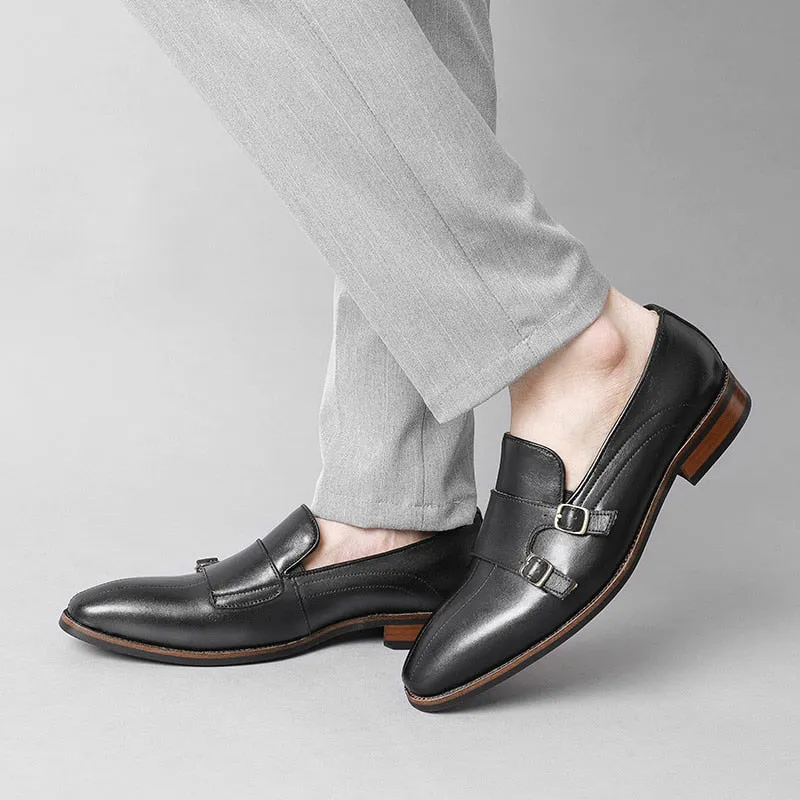 Refined Exotic Leather Monk Strap Party Loafers