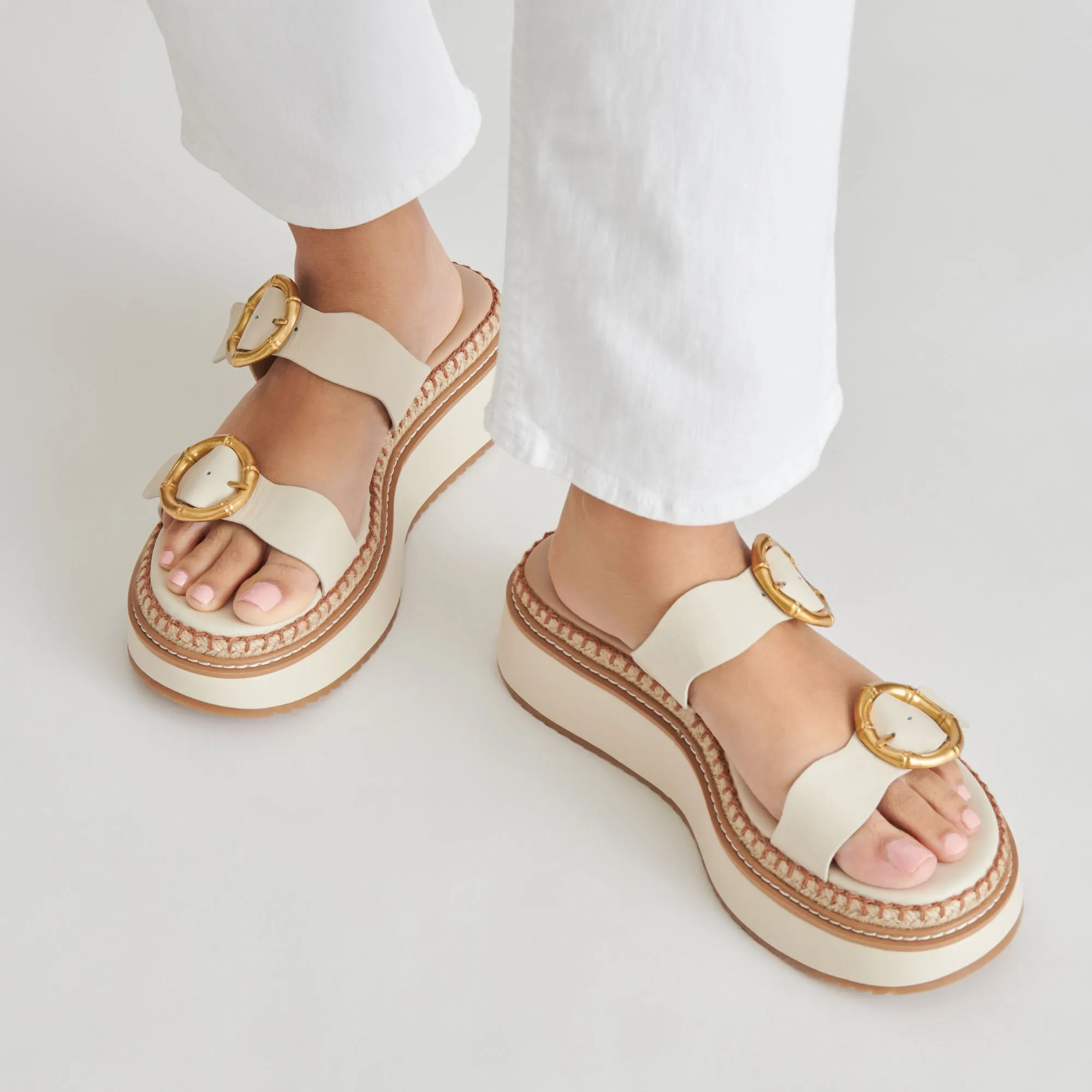 RYSHA SANDALS IVORY LEATHER