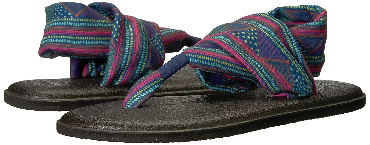 Sanuk Yoga Sling 2 Navy Multi GEO Stripes Sandals - Women's