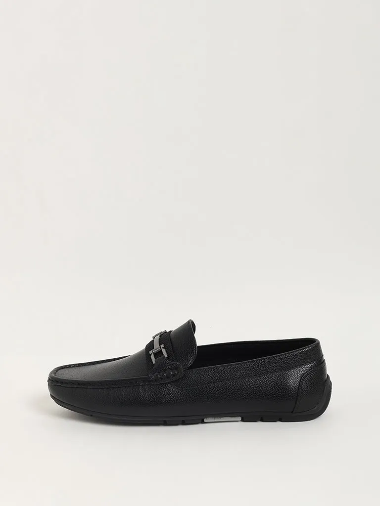 SOLEPLAY Black Metallic Buckle Loafers