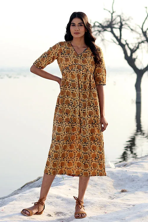 Sootisyahi 'Natural Bliss' Block Printed Cotton Dress