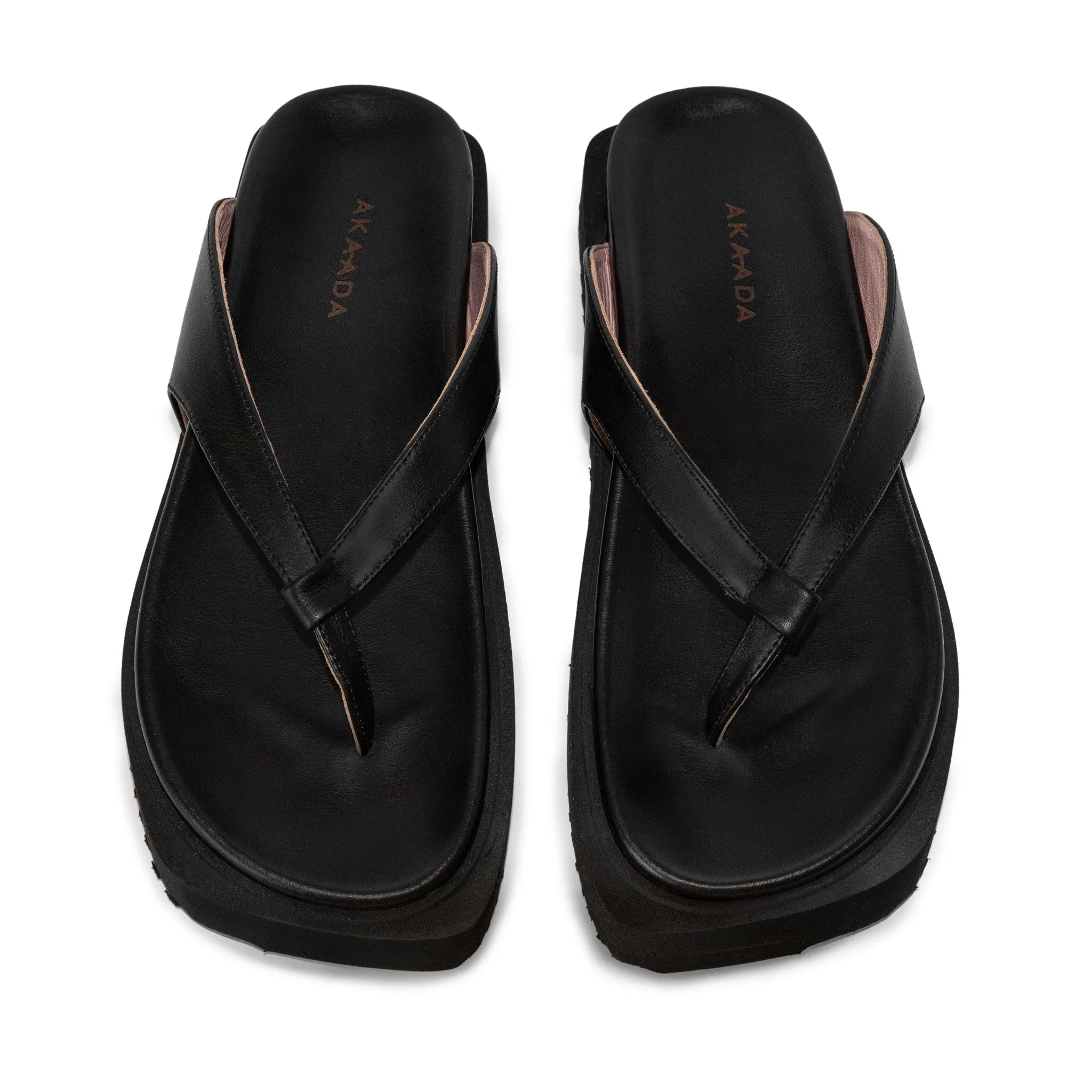 Sora Black Leather Sandals