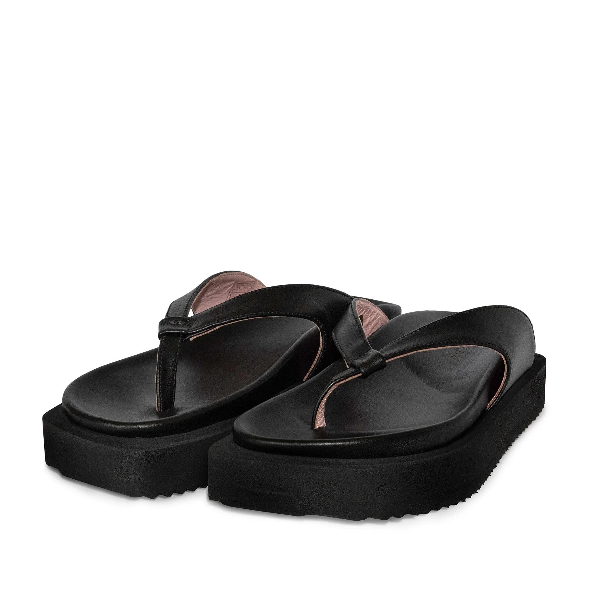 Sora Black Leather Sandals