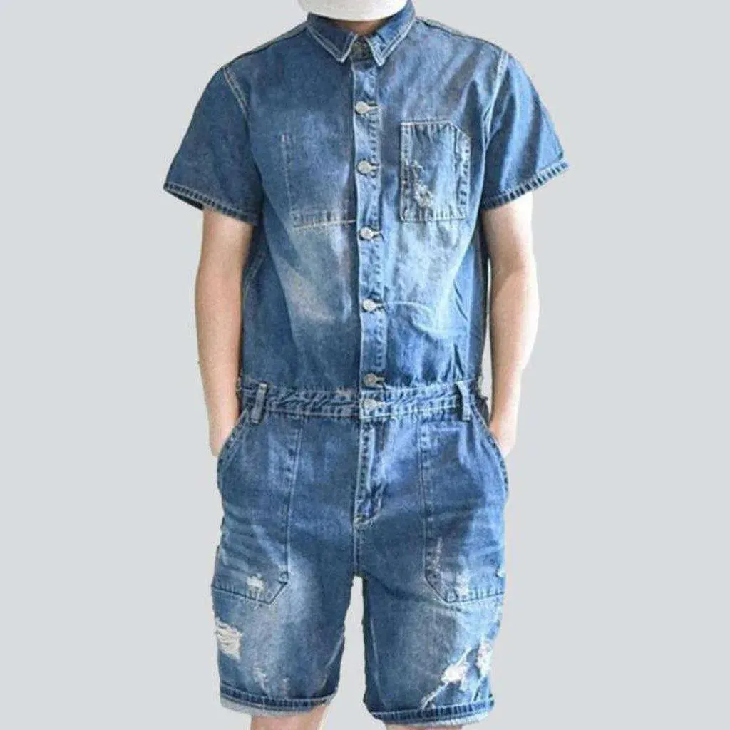 Stylish men's denim jumpsuit