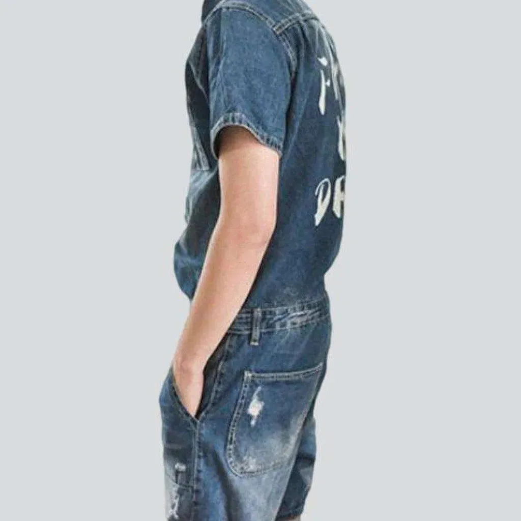 Stylish men's denim jumpsuit