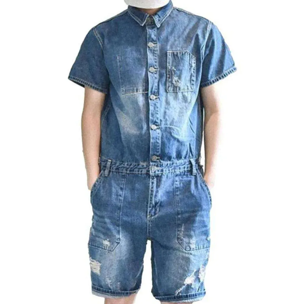 Stylish men's denim jumpsuit