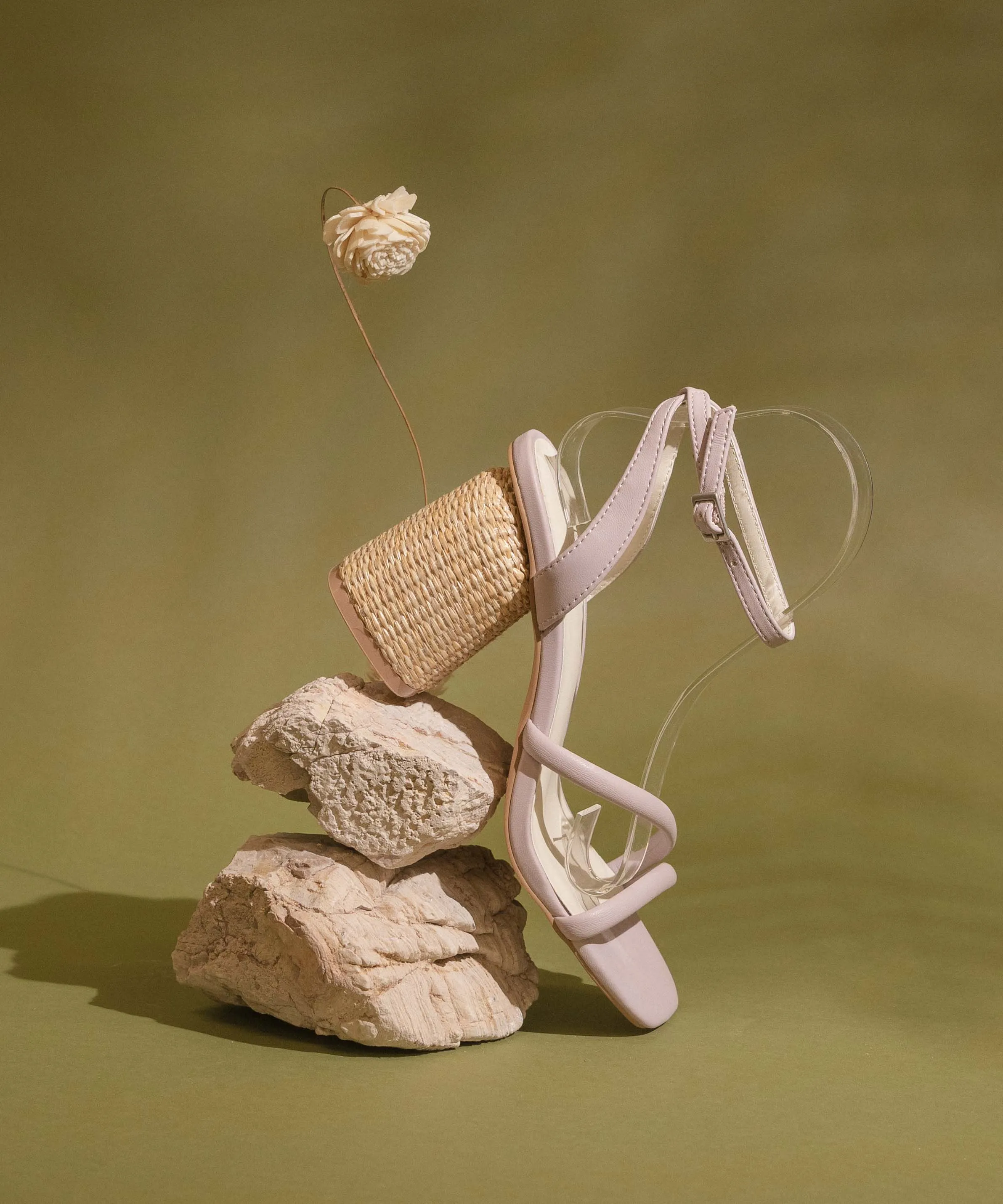 The Alaia | Lavender Strappy Raffia Heel Sandal