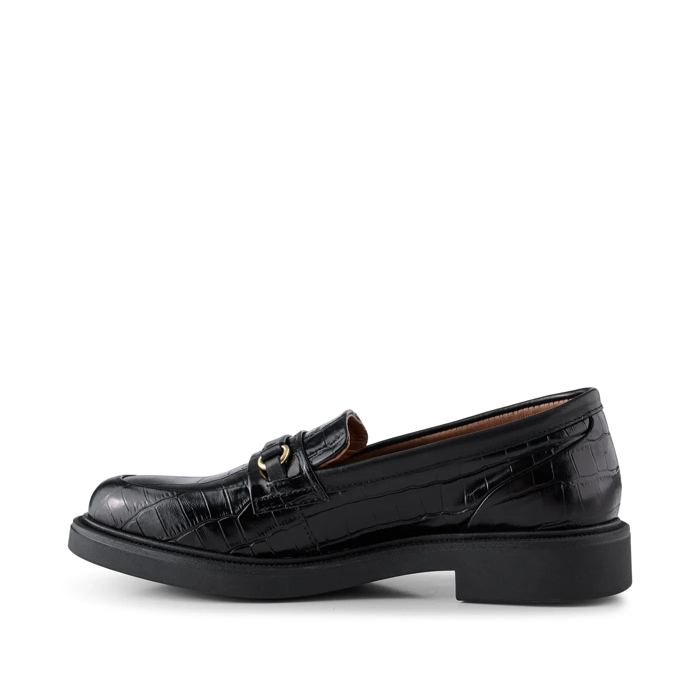 Thyra loafer læder - BLACK CROCO