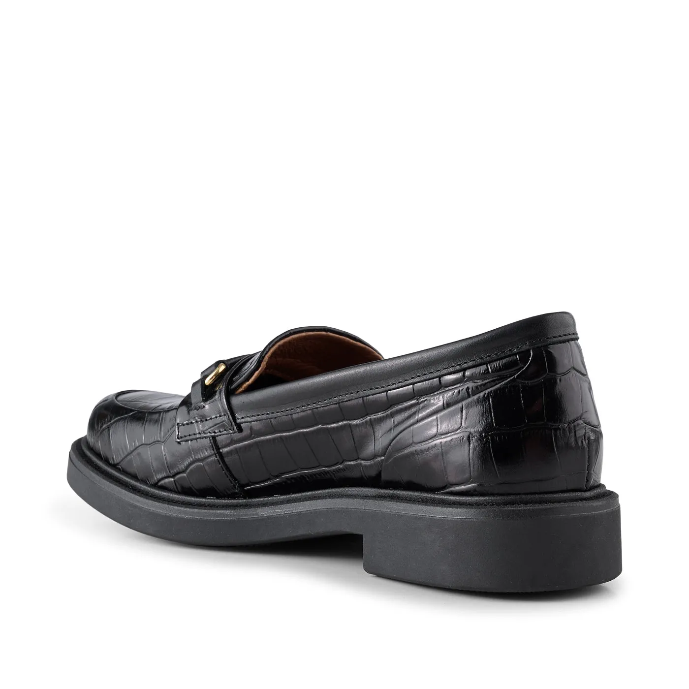 Thyra loafer læder - BLACK CROCO