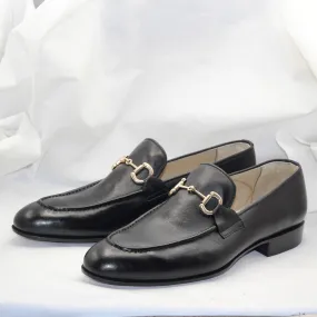 Timeless Men's Slip-On Loafers with Metal Accent Artisan-Made Black Leather Shoes - Timeless Slip-On Style - Classic Formal Style Bespoke Handmade Premium Quality Shoes Loafers Men's Shoes