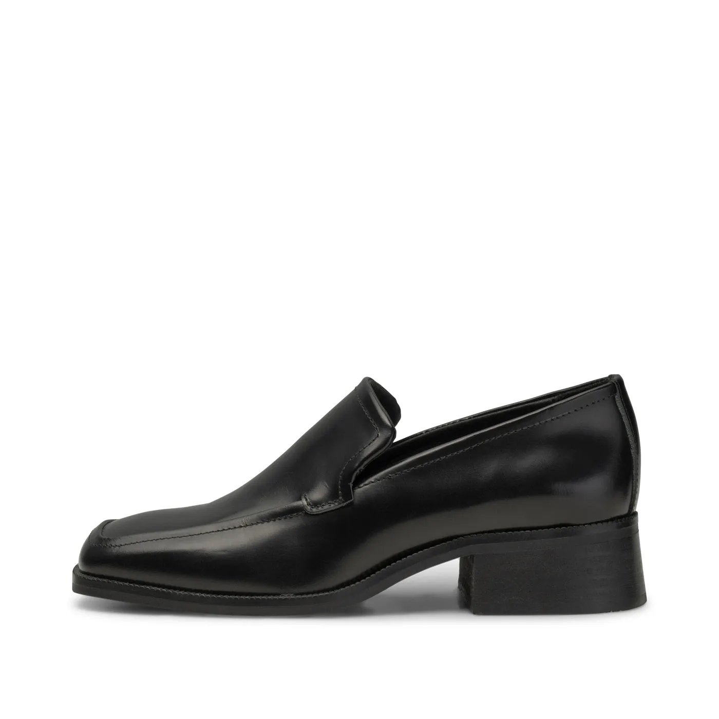 Ulla loafer læder - BLACK HIGH SHINE