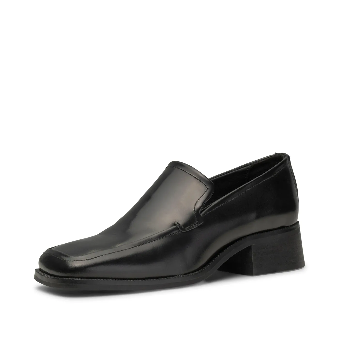 Ulla loafer læder - BLACK HIGH SHINE