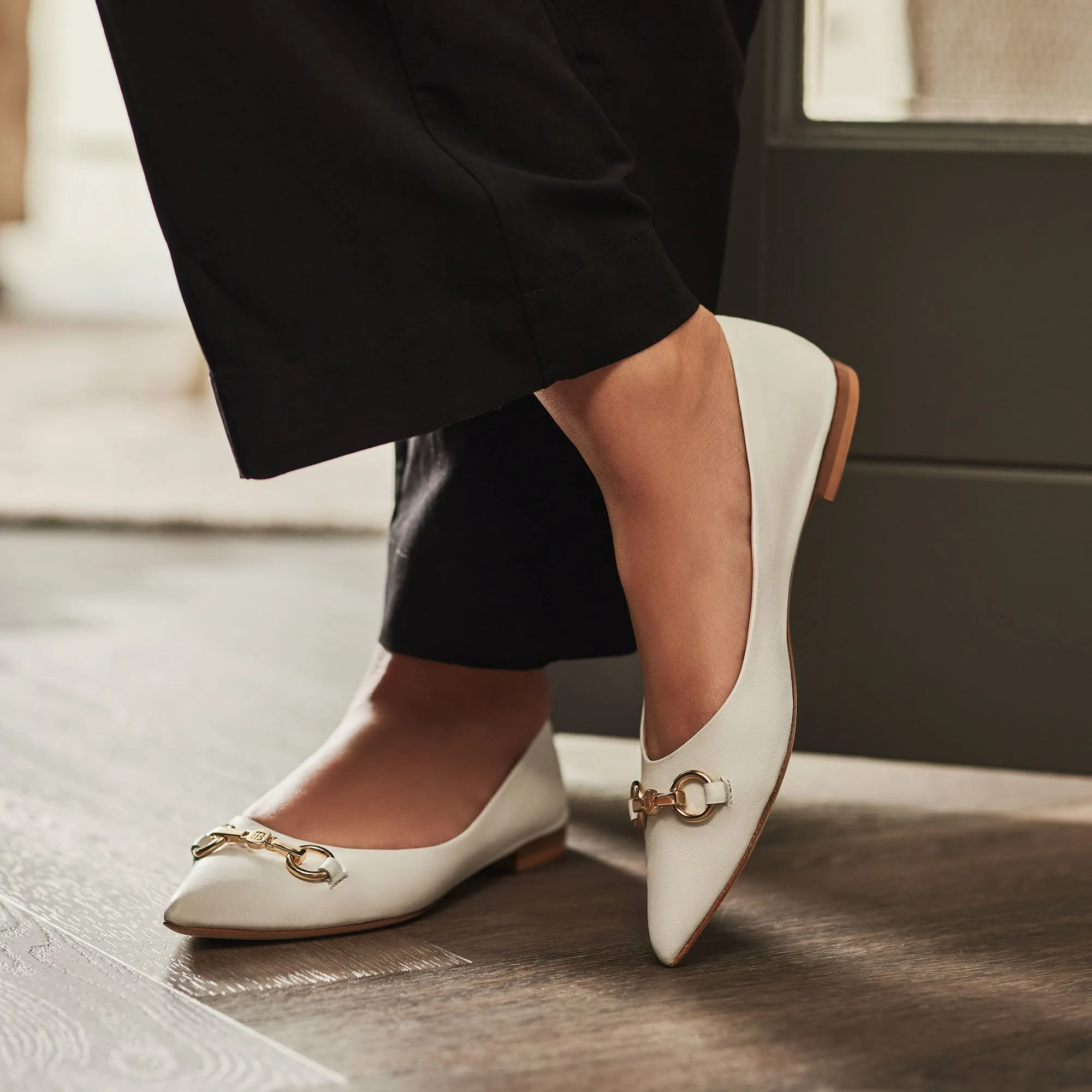 Vendôme Elita white calfskin leather ballerinas