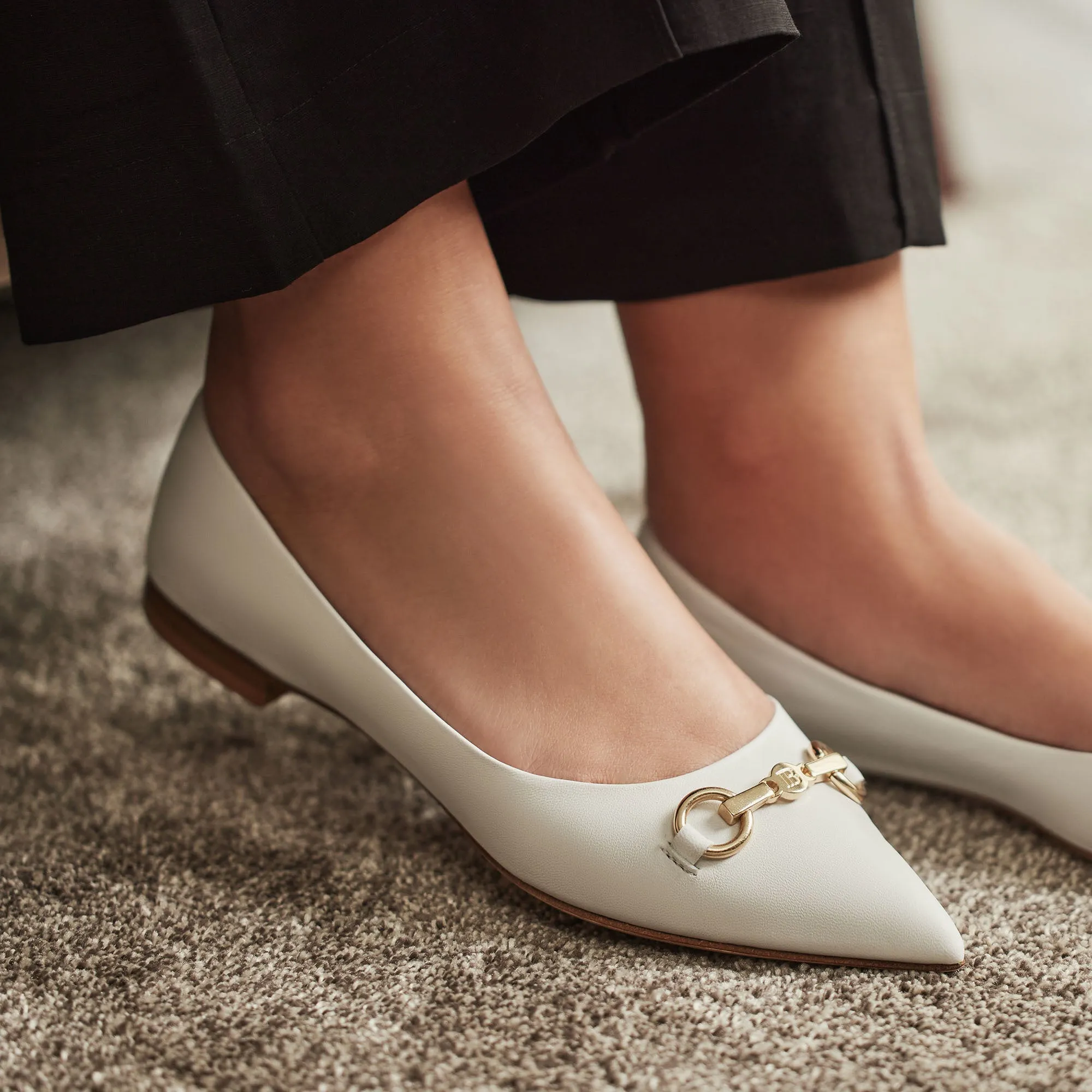 Vendôme Elita white calfskin leather ballerinas