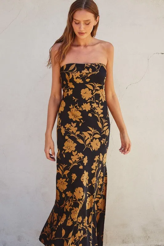 Waitlist 11/06 ♥ Stella Sleeveless Floral Print Maxi Dress Black