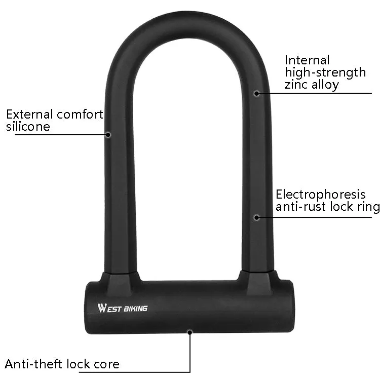 West Biking Bike Lock Motorcycle Wire Lock Anti-Hydraulic Pressure Cut Anti-Theft Lock, Specification: U-shaped Lock Cable