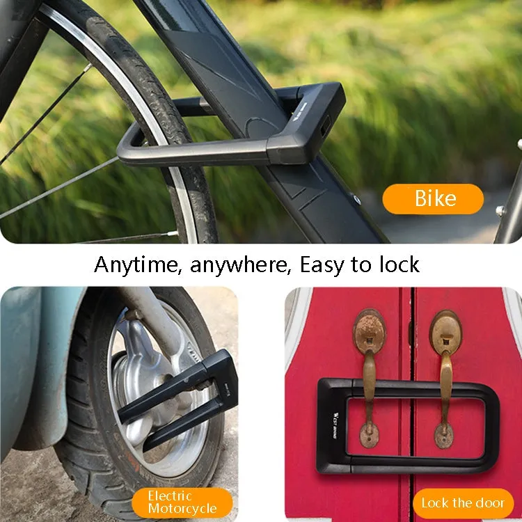 West Biking Silicone U-Shaped Lock Bicycle Lock Universal Waterproof Anti-Collision Alloy Key Lock(Black)