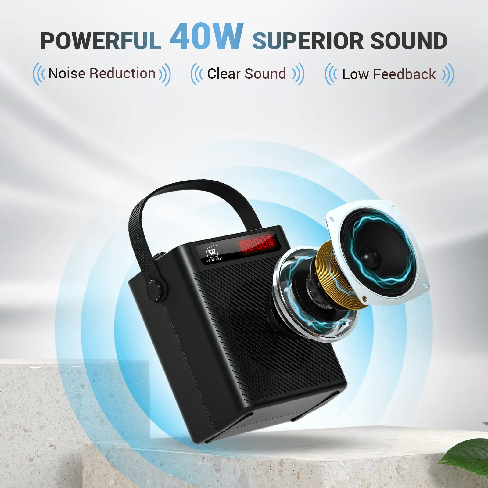 WinBridge S95 Bluetooth 5.3 Voice Amplifier with Wireless Headset Mirophone&Handheld Mic, 4 Sound Effects, Personal Megaphone Pa System Speaker for Teachers Indoor Outdoor Party