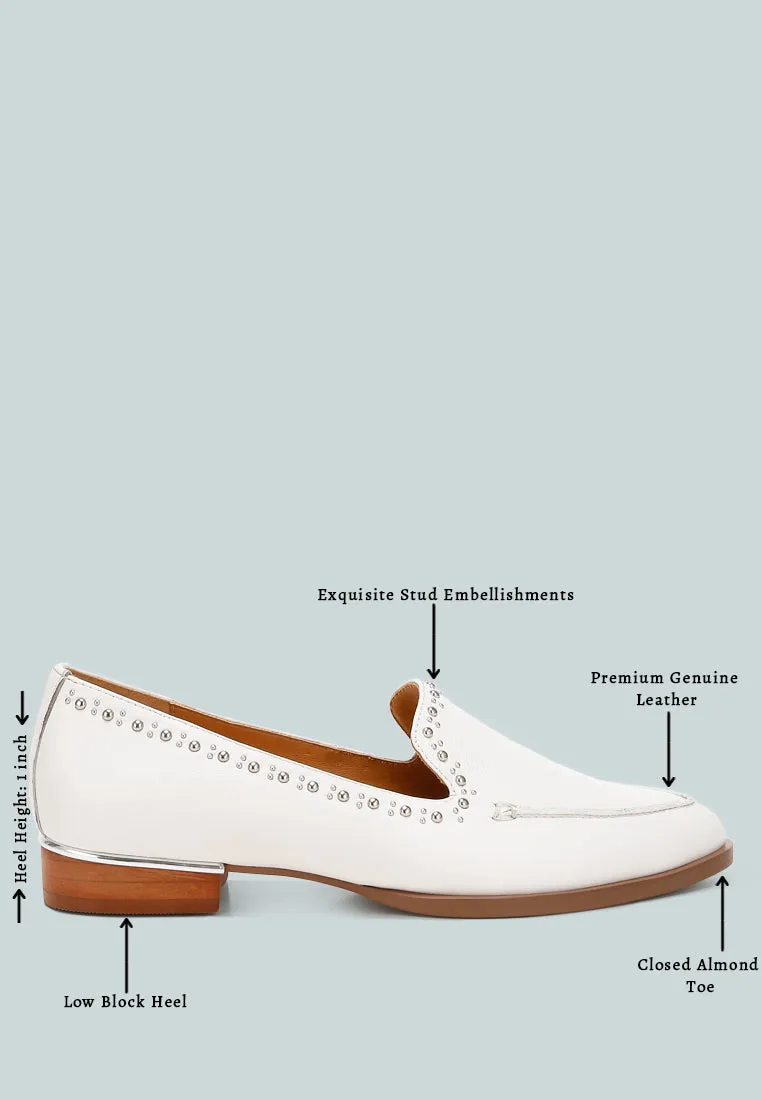 Wolferton Delicate Stud Detail Leather Loafers