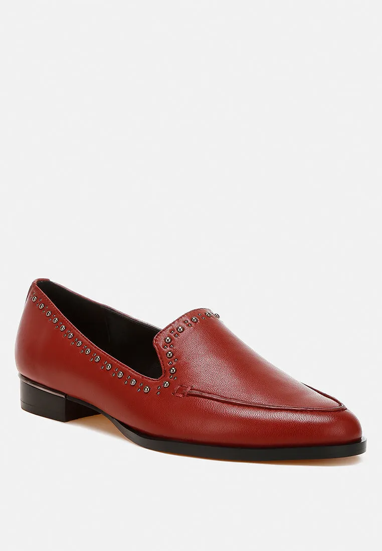 Wolferton Delicate Stud Detail Leather Loafers