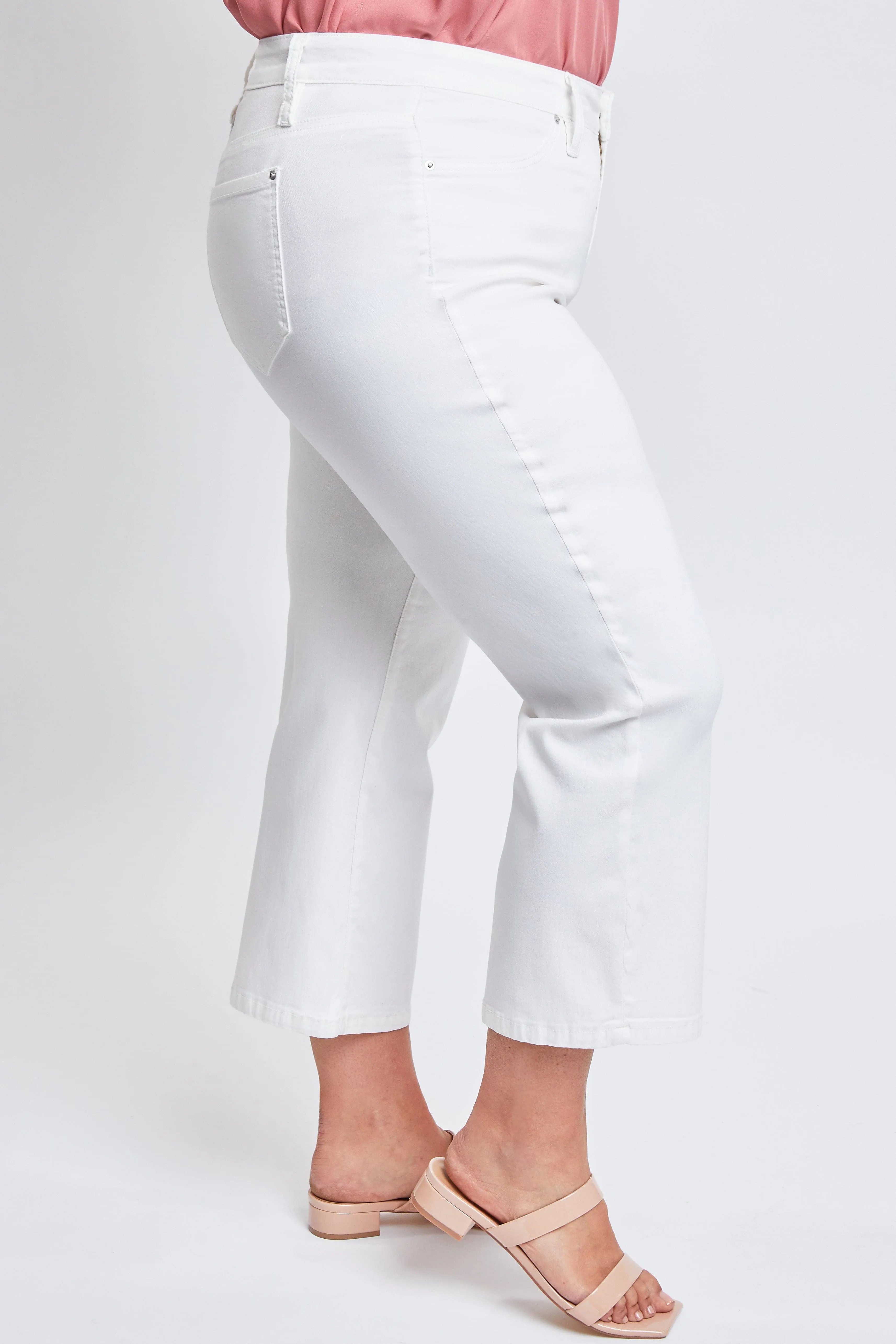 Women's Plus Size Hyperstretch Cropped Wide Leg Flood Pants, White