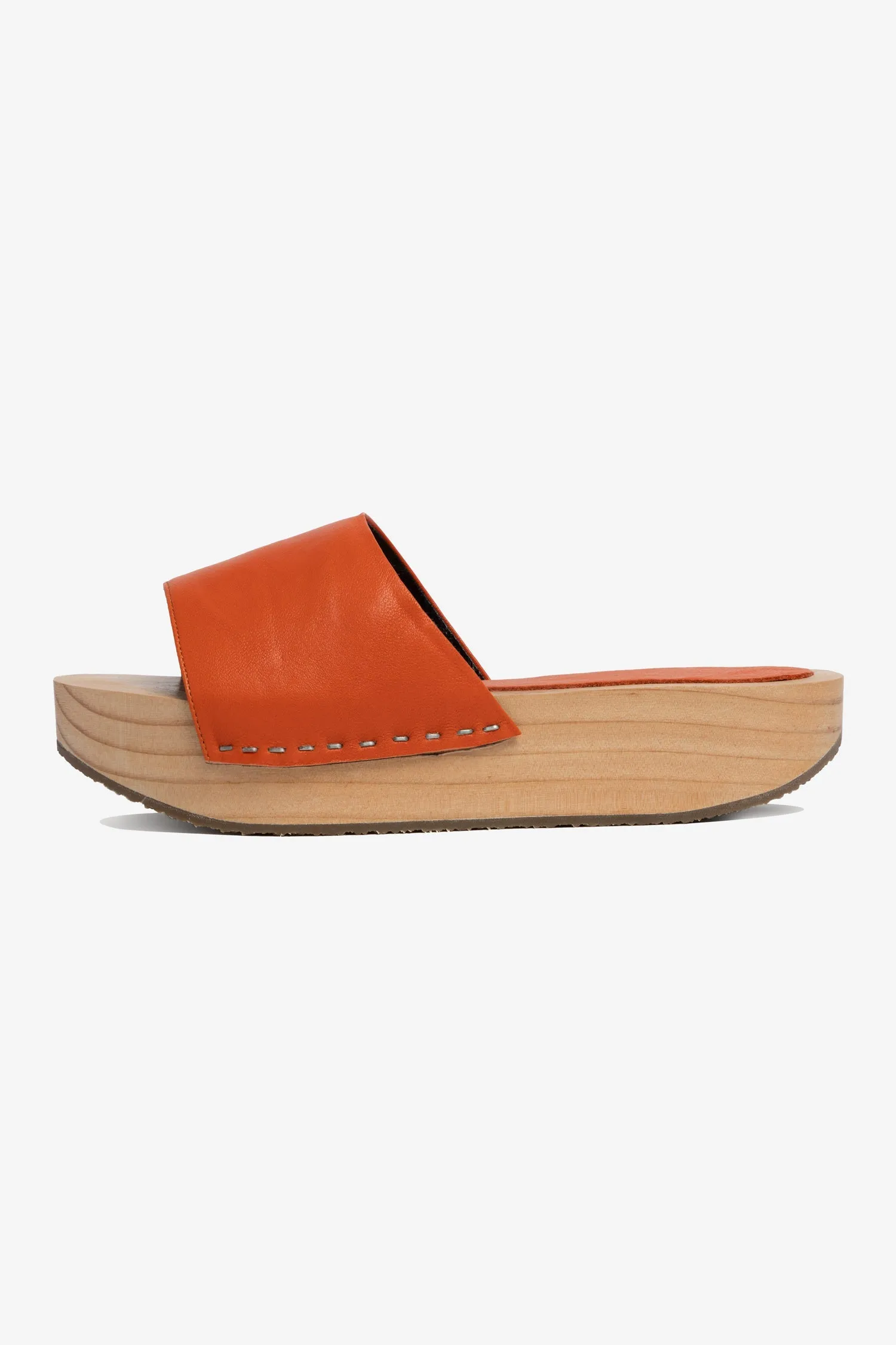 WOODSNDL04 - Platform Wooden Mule Flat Sandal