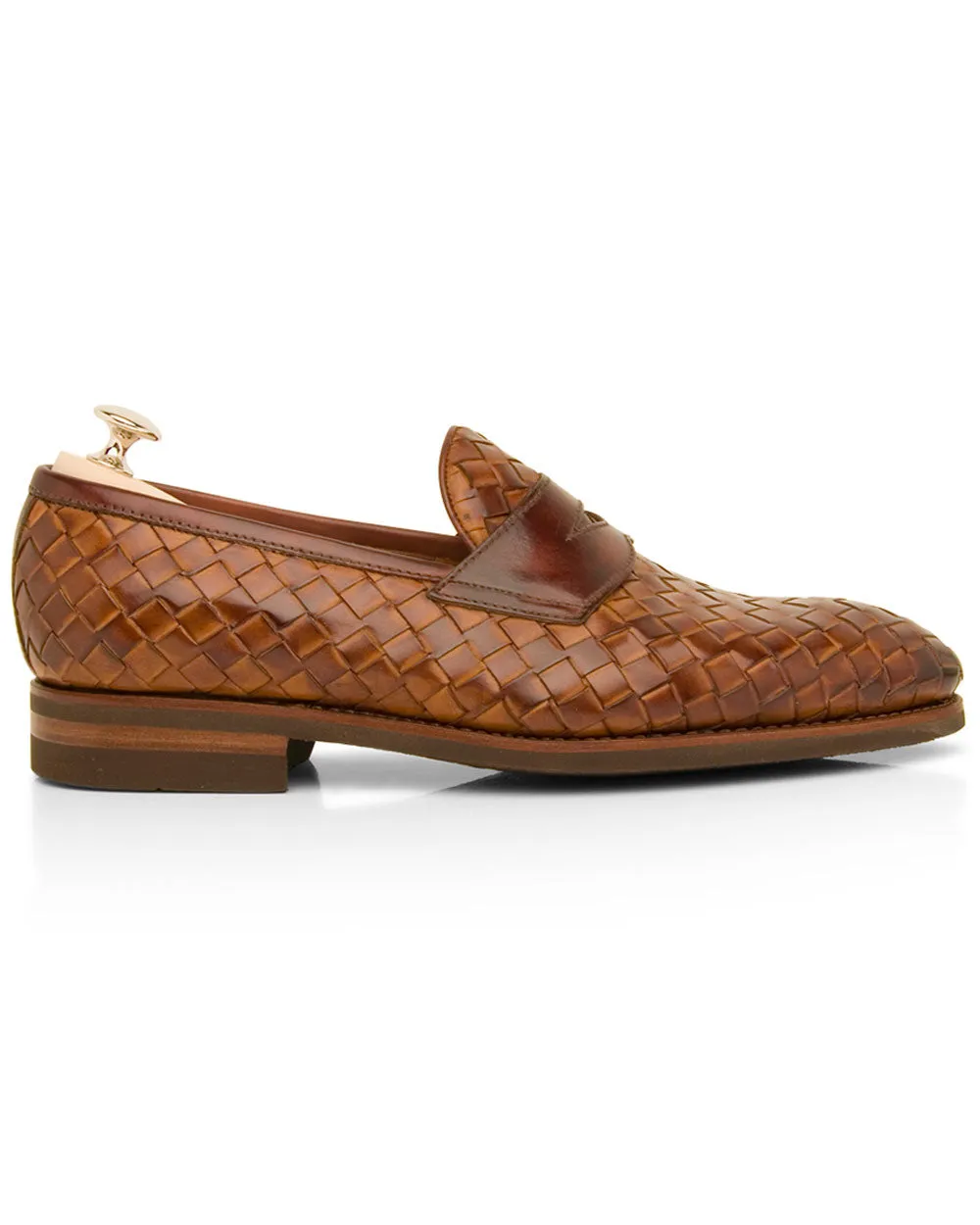 Woven Penny Loafer in Cognac