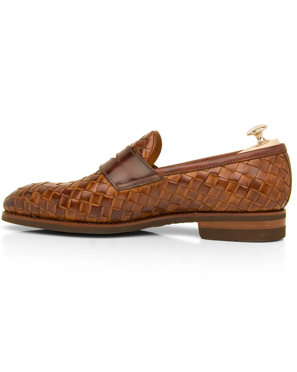 Woven Penny Loafer in Cognac