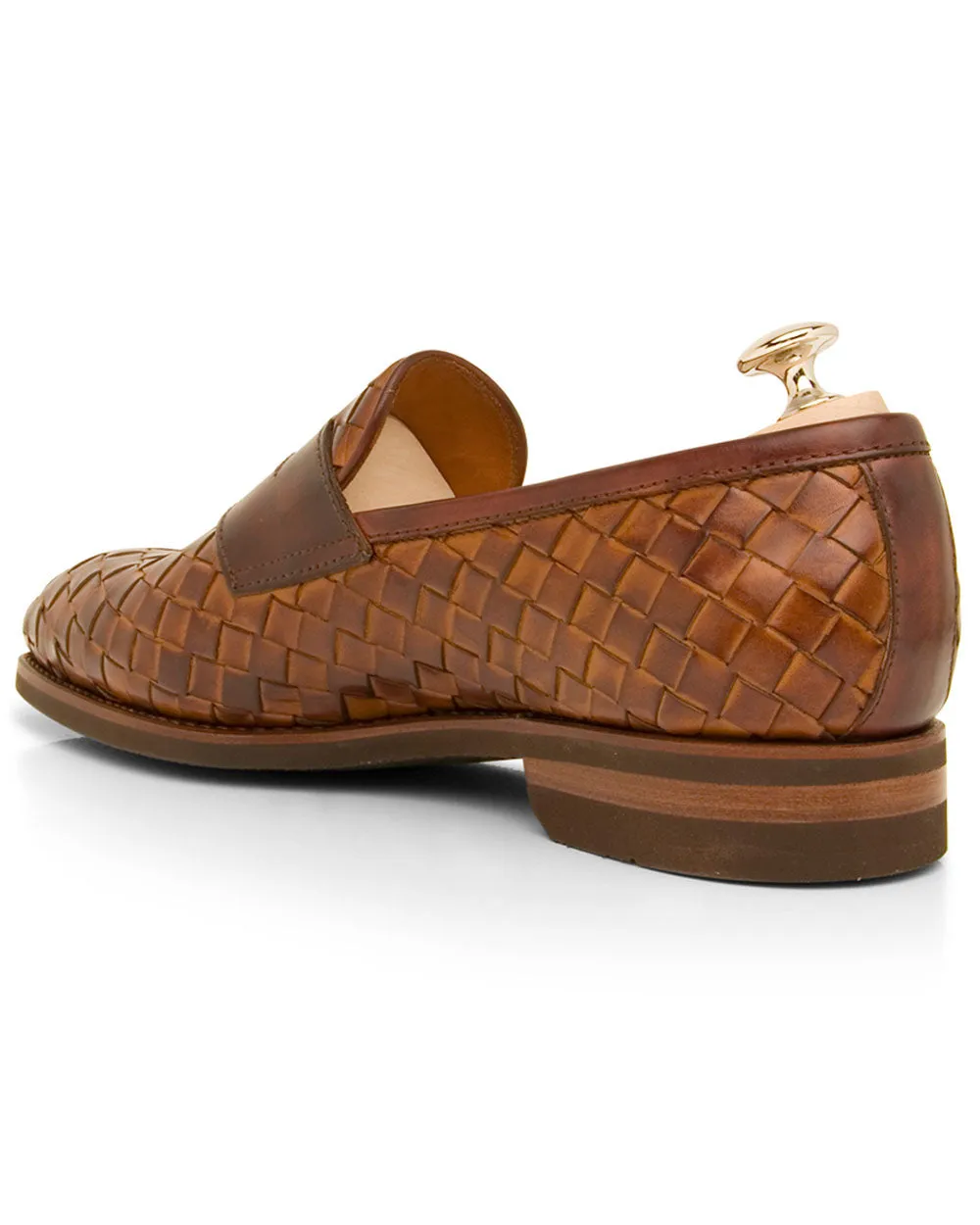 Woven Penny Loafer in Cognac