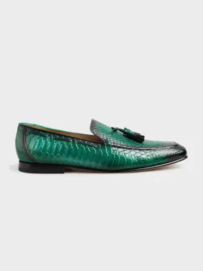 Zane Embossed Tassel Loafer - Green Patina