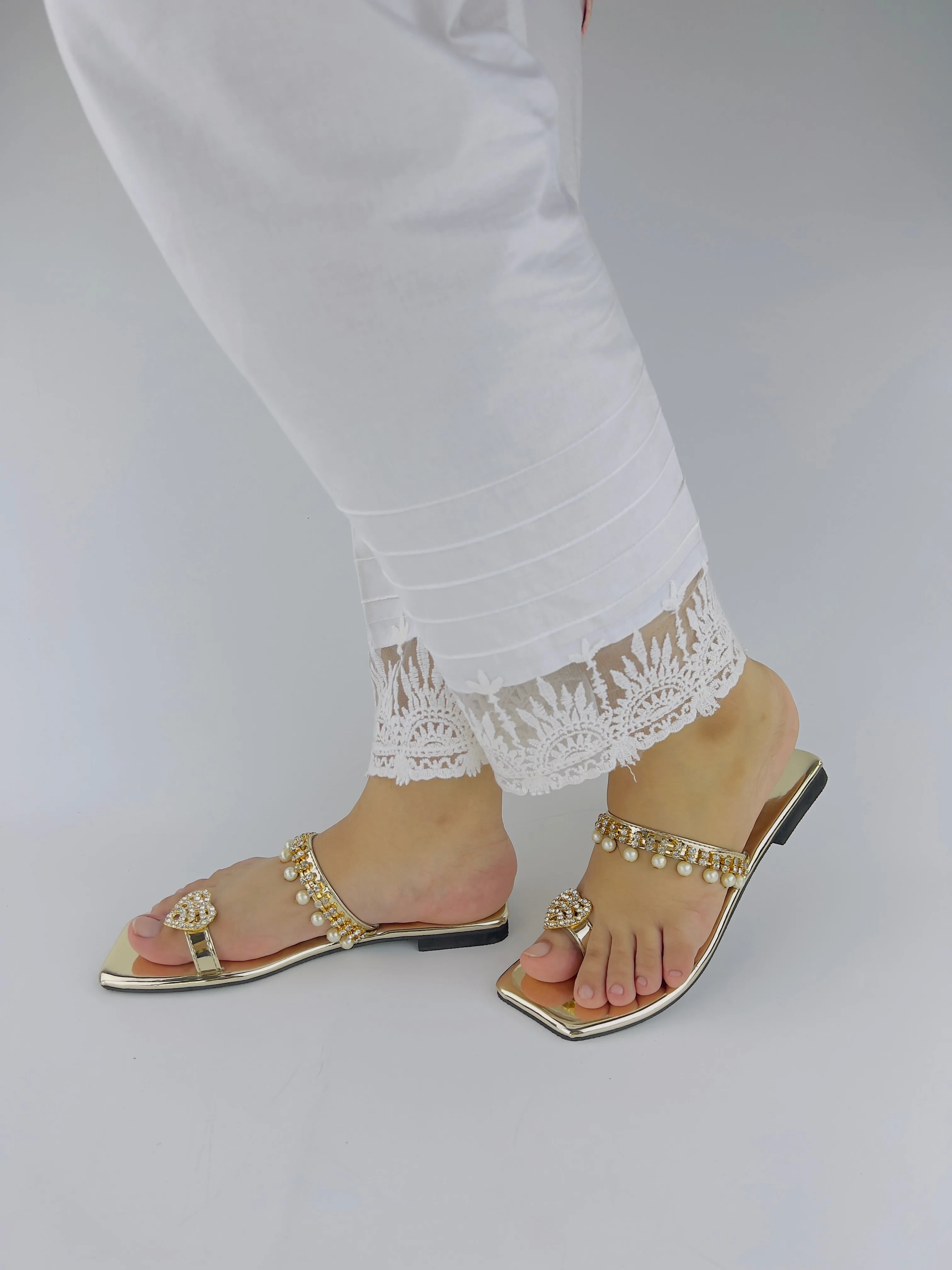 Zoe Golden Party Wear Slip-On Slides