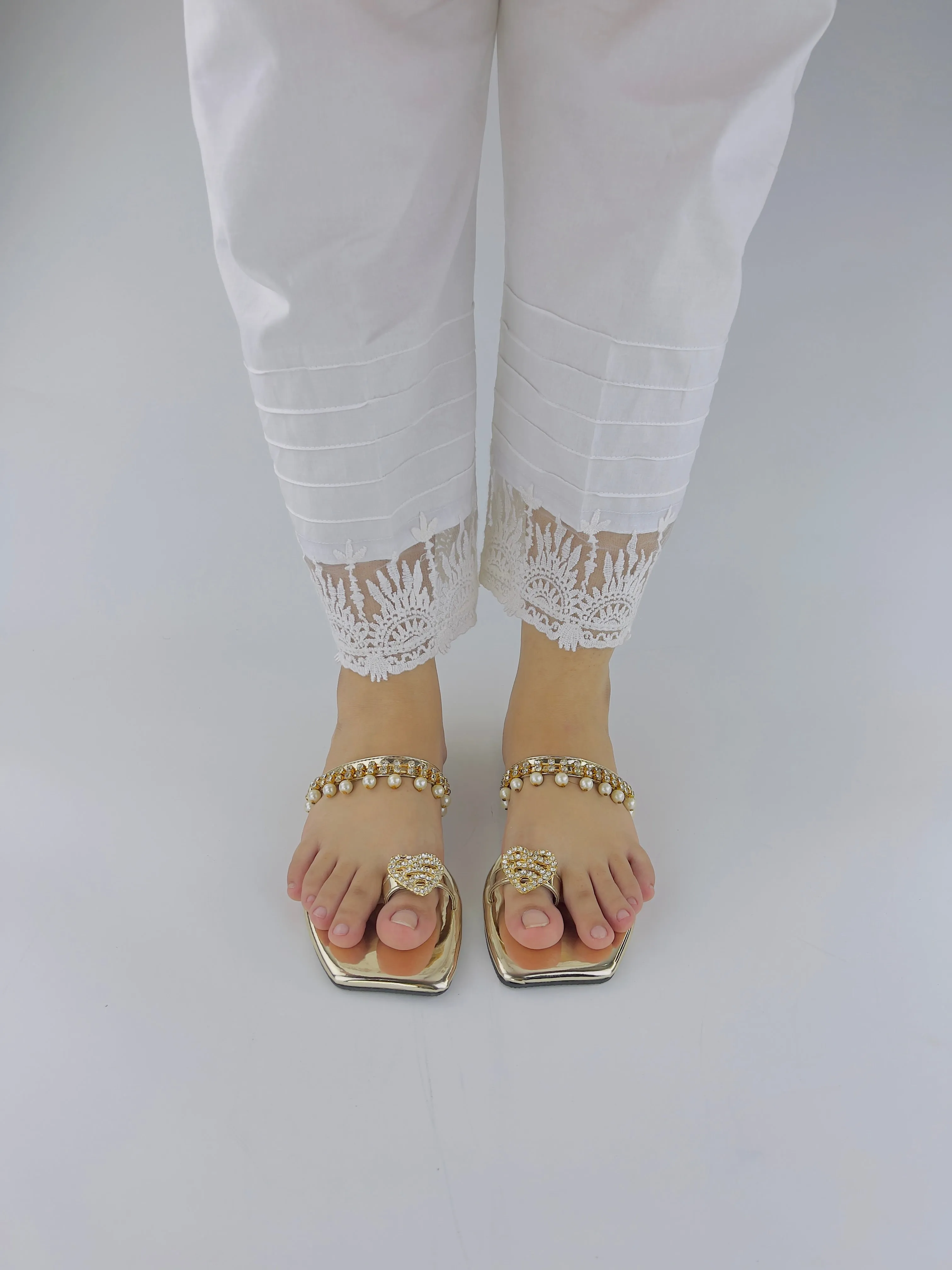 Zoe Golden Party Wear Slip-On Slides